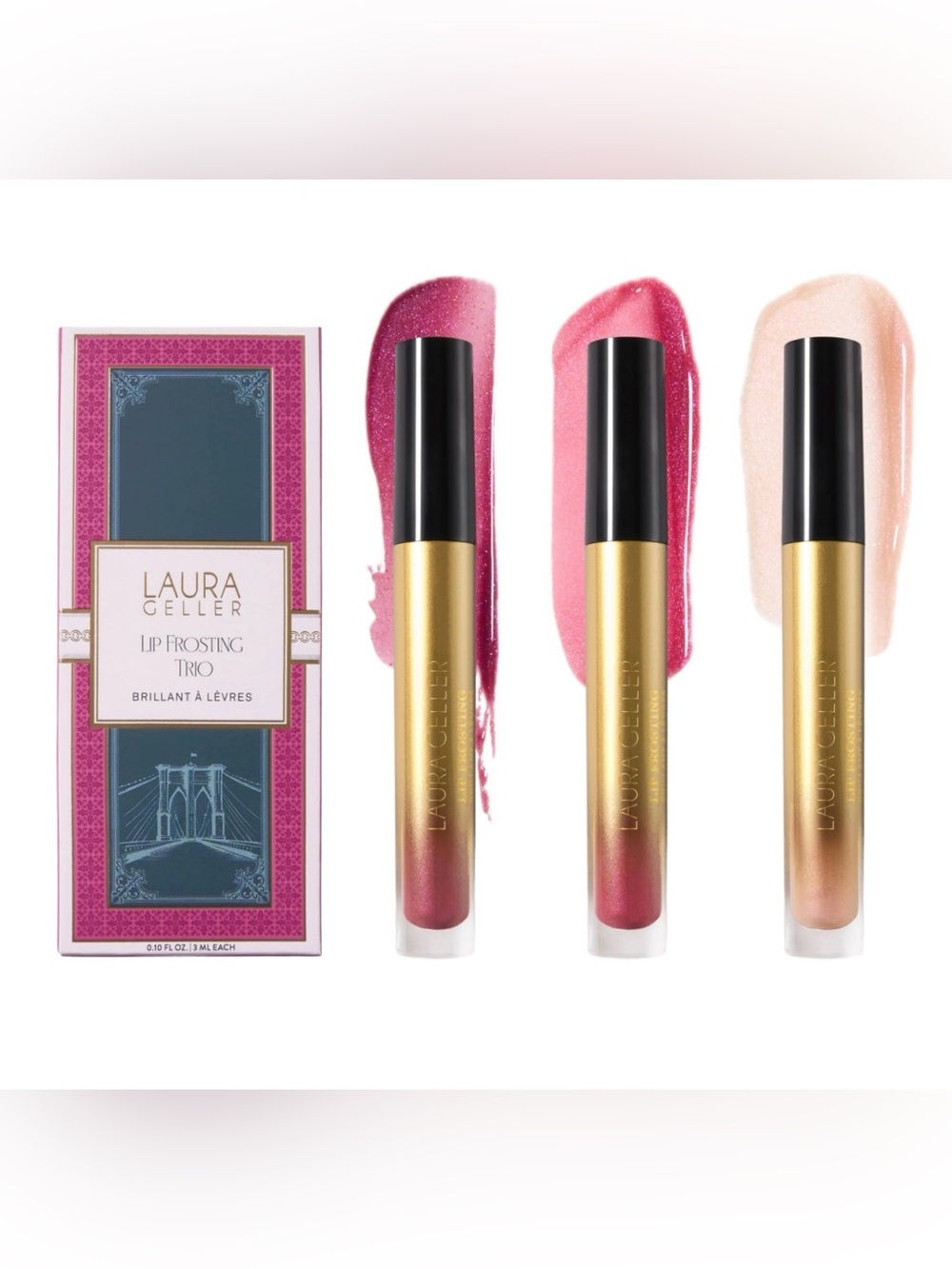 Laura Geller Lip Frosting Trio — Rose, Pink & Champagne Glosses